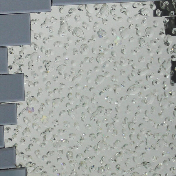 140220266990efd185223.jpeg Wood and Mirror Console Table with Studded Faux Crystals, Black and Clear