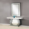 140220266990efd4aba55.jpeg Wood and Mirror Console Table with Studded Faux Crystals, Black and Clear