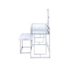 Glass and Metal Vanity Set With Faux Fur Stool, White and Silver