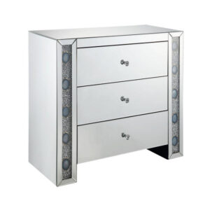 Chest with 3 Drawers and Mirrored Panels, Silver