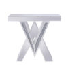 Wood and Mirror Console Table with Interlocking V Shape Base, Clear