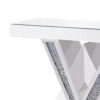 Wood and Mirror Console Table with Interlocking V Shape Base, Clear