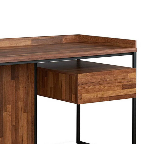140220266990f02dba02b.jpeg Wooden Top Desk With Rectangular Metal frame, Walnut Brown & Sandy Black