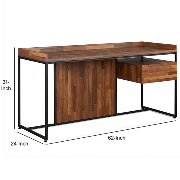 140220266990f030c5a86.jpeg Wooden Top Desk With Rectangular Metal frame, Walnut Brown & Sandy Black