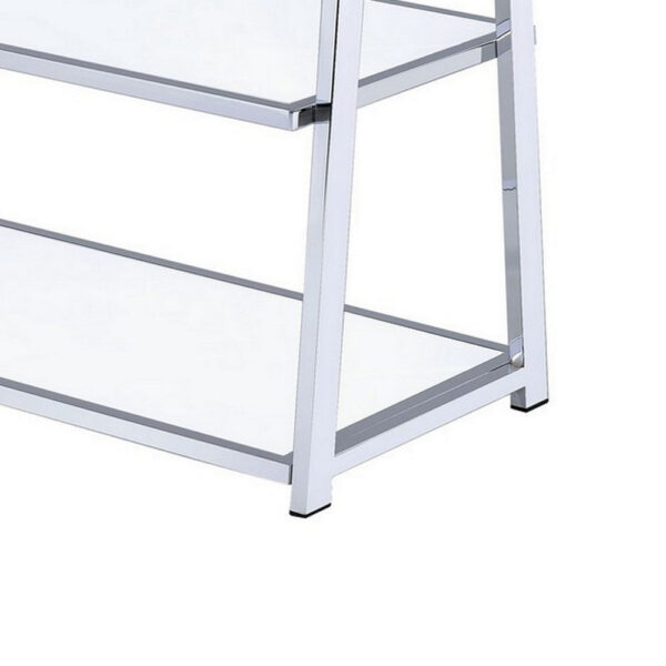 Metal Rectangular Bookshelf, White High Gloss & Silver
