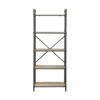 Five Tier Metal Bookshelf With Wooden Shelves, Oak Brown & Gray