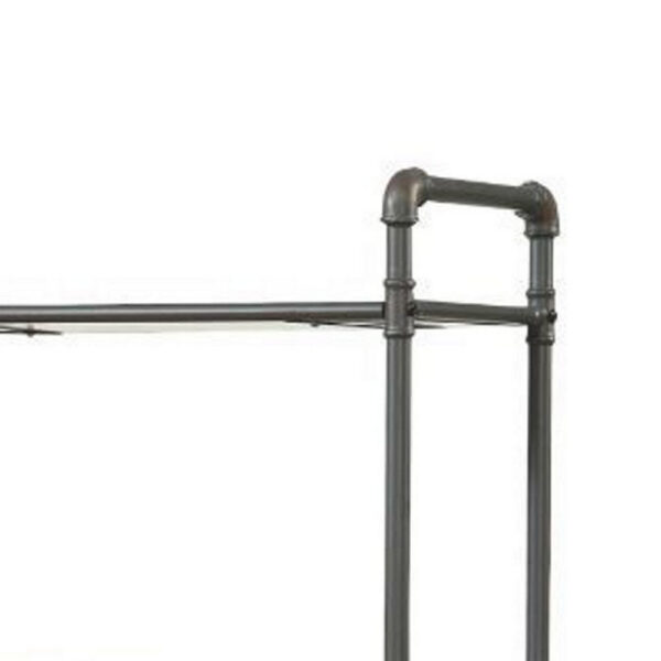 Five Tier Metal Bookshelf With Wooden Shelves, Oak Brown & Gray