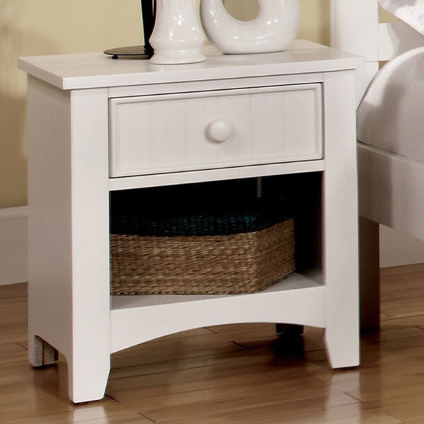 Omnus Wood Night Stand, White Finish