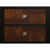 28 Inch Handcrafted Bedside Nightstand, 2 Drawers, Sleek Wood Pattern, Square Knobs, Walnut Brown