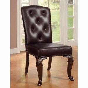 Bellagio Traditional Side Chair With Leather Upholstery, Set Of 2
