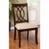 Fabric Upholstered Side Chair with Cut Out Back, Set of 2, Beige and Brown