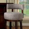Swivel Barstool with Curved Open Low Back, Set of 2, Gray and Brown
