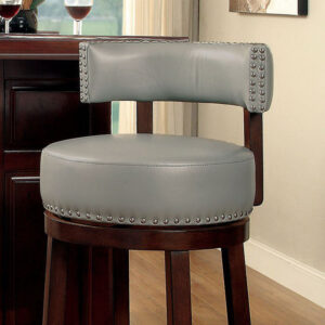 Shirley Contemporary 29" Barstool With pu Cushion, Gray Finish, Set of 2