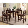 5 Piece Wooden Counter Height Table with Crossback Chairs, Espresso Brown