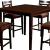 5 Piece Wooden Counter Height Table with Crossback Chairs, Espresso Brown