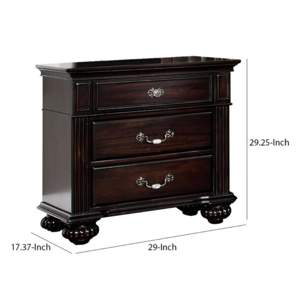 Syracuse Traditional Style Beautiful Nightstand, Dark Walnut