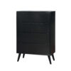 4 Drawer Wooden Chest With Round Tapered Legs, Black