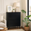 4 Drawer Wooden Chest With Round Tapered Legs, Black
