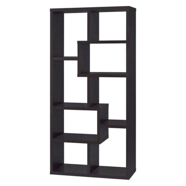 Contemporary Asymmetrical Cube Bookcase, Brown