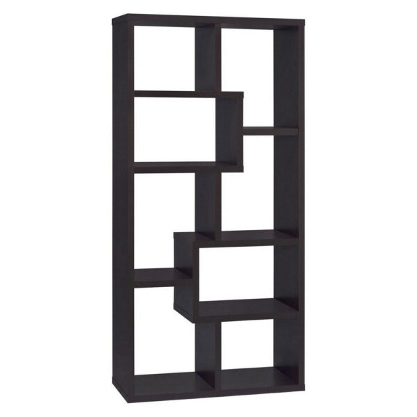 Contemporary Asymmetrical Cube Bookcase, Brown