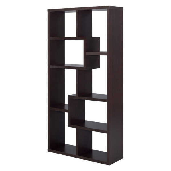 Contemporary Asymmetrical Cube Bookcase, Brown