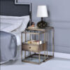 Stylish Nesting Tables Set, Clear Glass & Brass, 2 Piece Pack