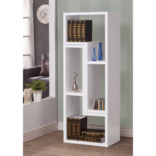 Hollow Core TV Console and Bookcase Combination, White