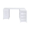 Contemporary L Shaped Office Desk with 3 Drawers and Shelves, White