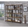 Olga 63 Inch Industrial 4 Tier Shelf Bookshelf, Particleboard, Metal Frame, Brown, Black