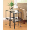 Set Of 2 Metal Nesting Tables With Glass Top, Black