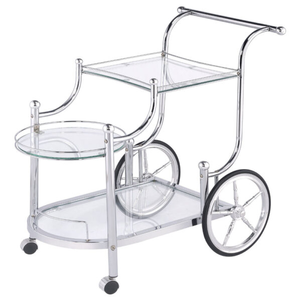 Elegant Metal Frame Serving Cart, Silver