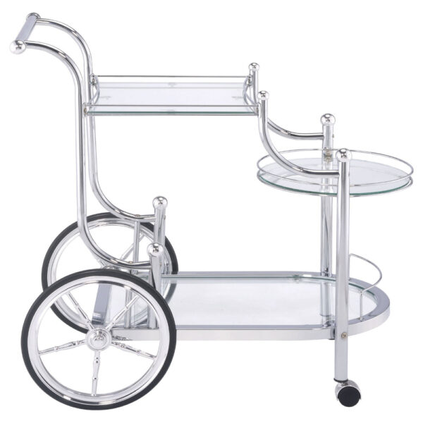 Elegant Metal Frame Serving Cart, Silver