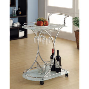 140220266990f32c97bb3.jpeg Captivating Serving Cart With 2 Frosted Glass Shelves, Silver