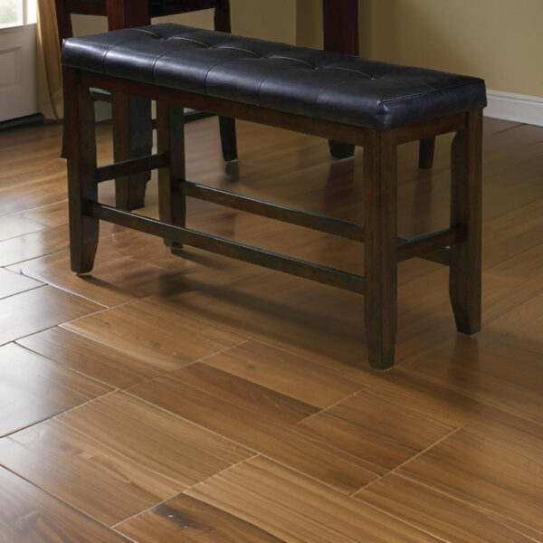 Comfy Wooden Counter Height Bench, Black & Espresso Brown