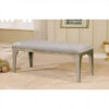140220266990f3dc070a0.jpeg 51 Inch Wood Bench, Cushioned Seat, Tapered Legs Support, Gray, Champagne Silver