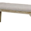 140220266990f3de6502f.jpeg 51 Inch Wood Bench, Cushioned Seat, Tapered Legs Support, Gray, Champagne Silver