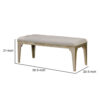 140220266990f3e153c17.jpeg 51 Inch Wood Bench, Cushioned Seat, Tapered Legs Support, Gray, Champagne Silver