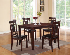 140220266990f3ef67083.jpeg Wooden And Leather 5 Pieces Dining Set In Brown And Black