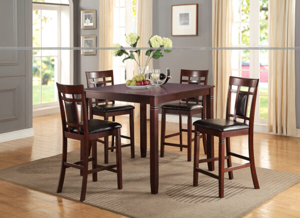 Swish Cashew Wood 5 Pieces Counter Height Dining Set In Brown