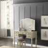 Commodious Vanity Set Featuring Stool And Mirror Silver