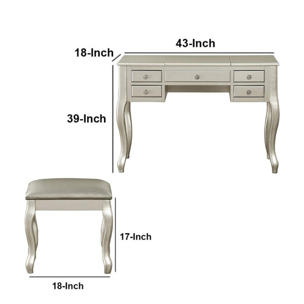 Cherub Vanity Set Featuring Stool And Mirror Silver