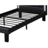 Polyurethane Twin Size Bed In High Headboard In Black