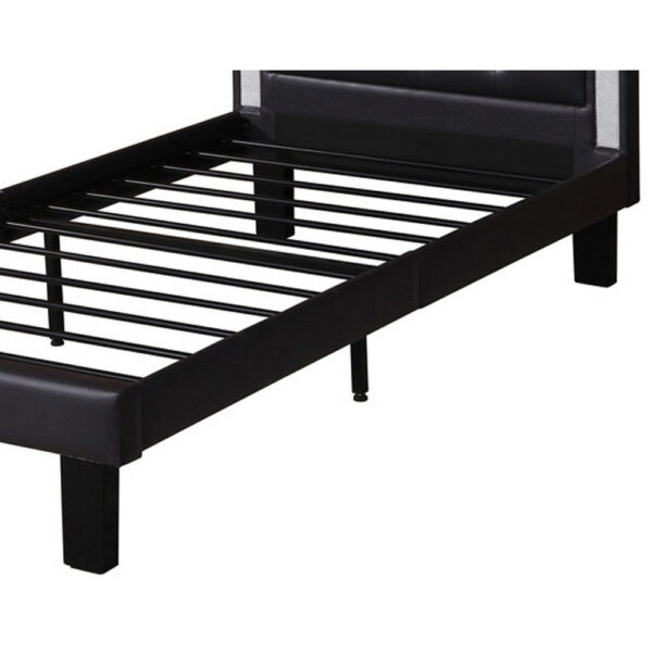 Polyurethane Twin Size Bed In High Headboard In Black