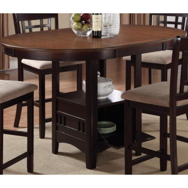 Dual Tone Counter Height Dining Table With Storage Base, Brown