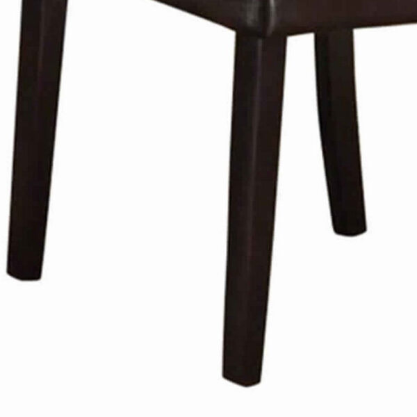 Faux Leather Dining Side Chair In Pine, Set Of 2, Dark Brown
