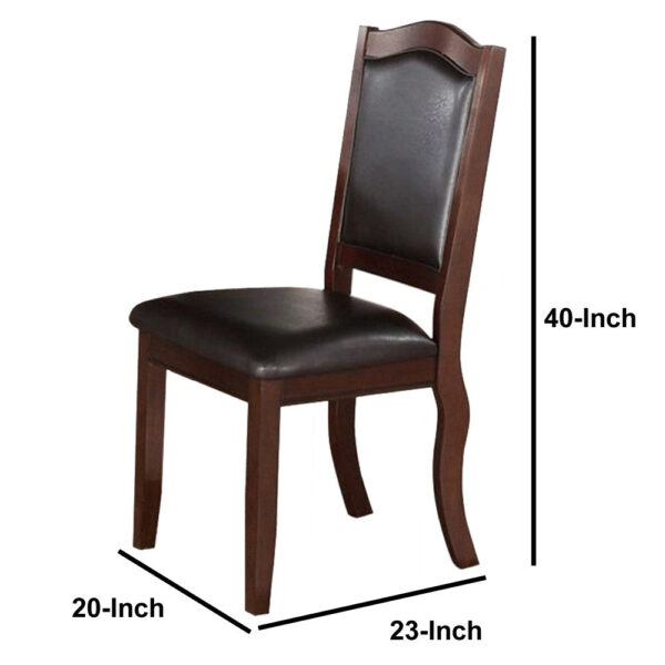 Contemporary Rubber Wood Dining Chair, Set Of 2, Brown And Black