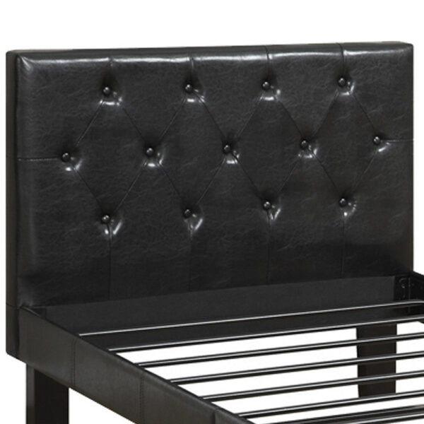 140220266990f45a72e15.jpeg Faux Leather Upholstered Twin size Bed With tufted Headboard Black