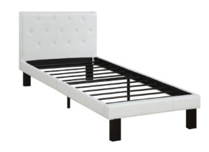 Faux Leather Upholstered Twin size Bed With tufted Headboard White