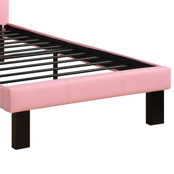 140220266990f474478b4.jpeg Faux Leather Upholstered Twin size Bed With tufted Headboard Pink