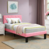 140220266990f47753275.jpeg Faux Leather Upholstered Twin size Bed With tufted Headboard Pink